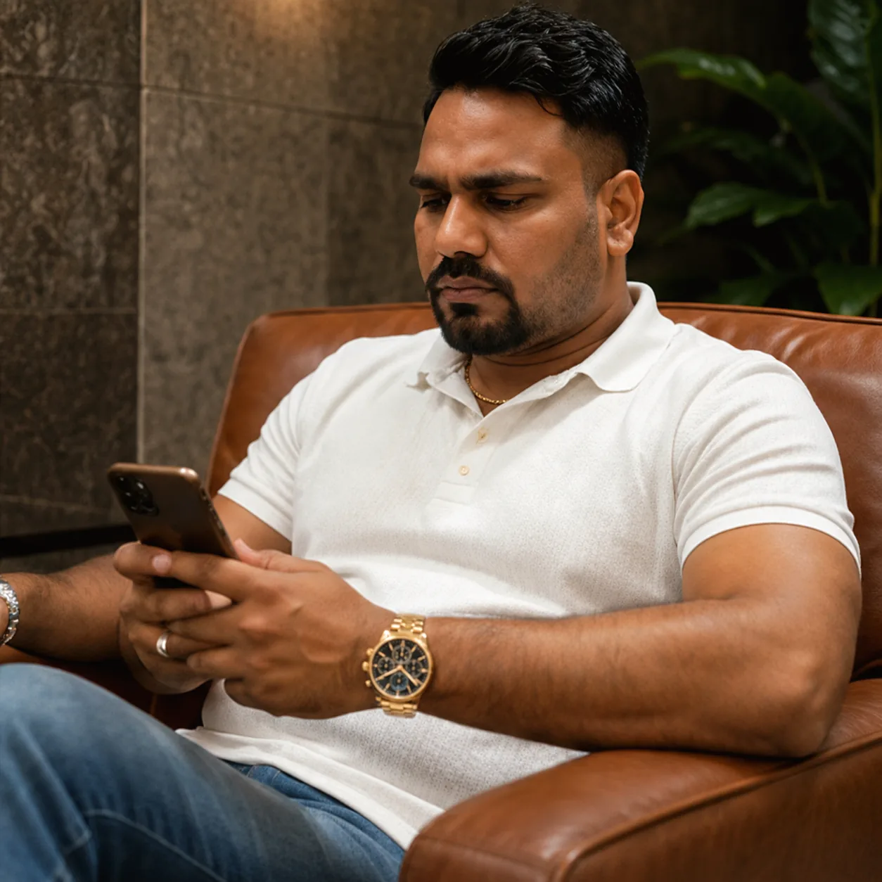 Surya Kant Jha, Chairman of The Holidays Group - Chairman profile in a professional lounge setting